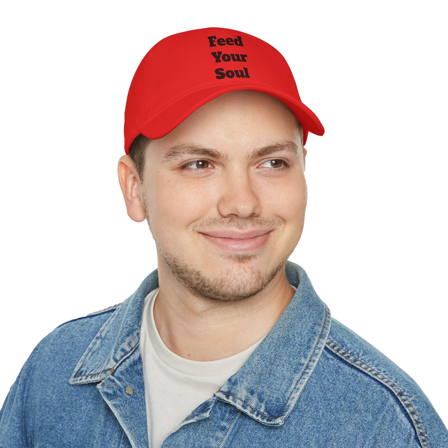 Feed Your Soul Low Profile Baseball Cap – Motivational Red Hat for Everyday Style
